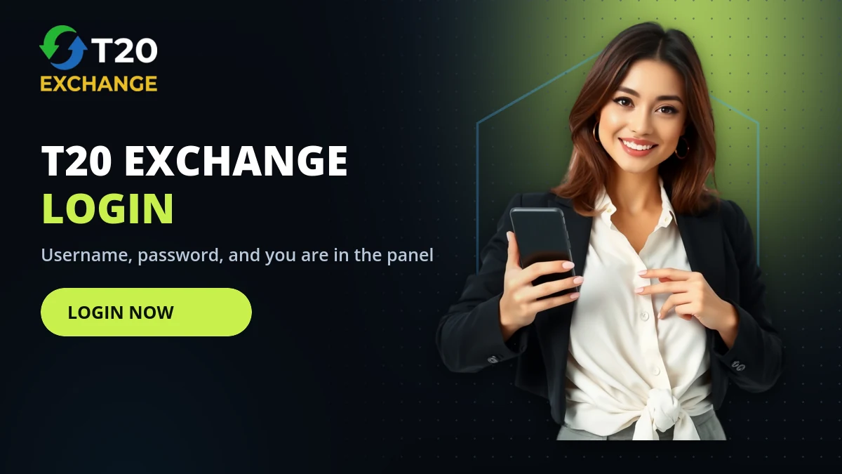 T20 Exchange login screen with username and password fields on a mobile sportsbook